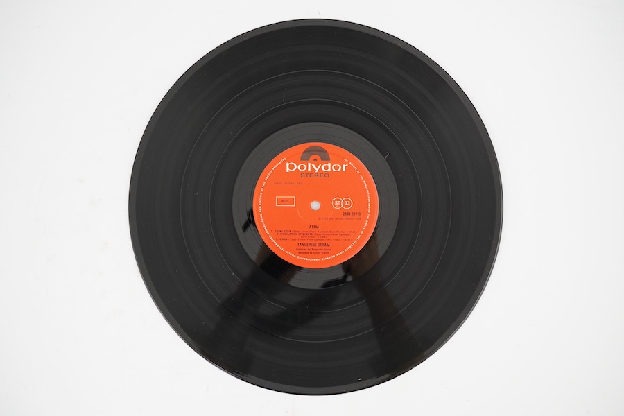 Ten LP record albums by bands including; Tangerine Dream, Tangerine Peel, The Flock, Moondog, Blood Sweat & Tears, Baker Gurvitz Army, Delaney & Bonnie, Humble Pie, Heads Hands & Feet. Condition - fair